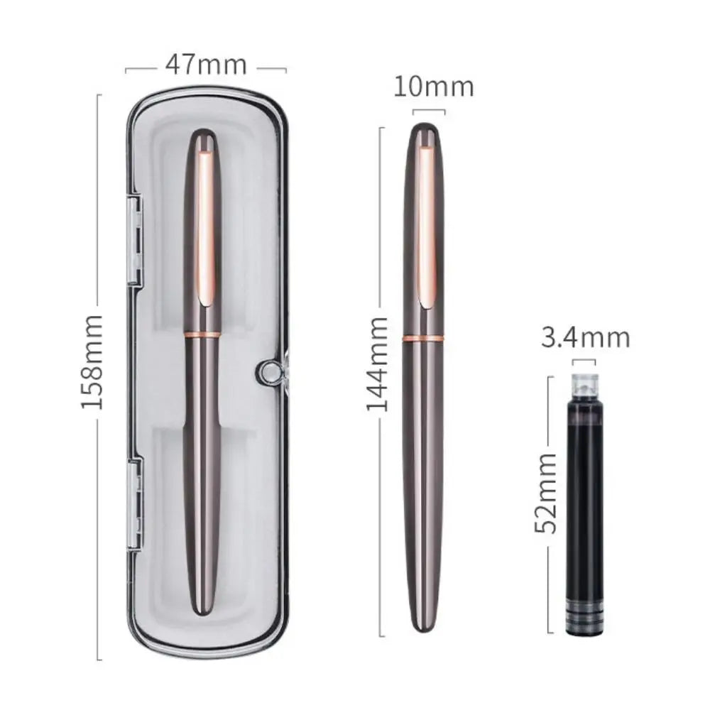 Business Fine Nib Metal Fountain Pen Calligraphy Handwriting Gift Ink Pens Smooth Writing 0.35mm Signature Pen Back To School Peaceful Pleasures Health and Wellness