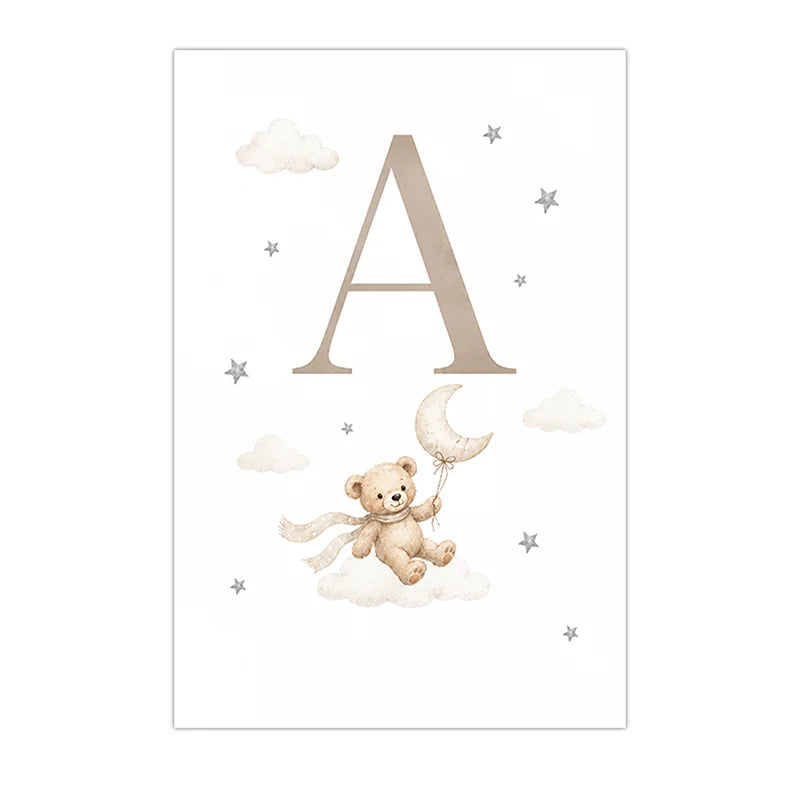 Custom Alphabet Wall Art Cute Animal Letter Canvas Painting Nursery Poster Print For Kids Room Wall Decor Peaceful Pleasures Health and Wellness