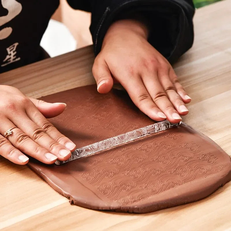 Floral Acrylic Texture Roller | Clay & Pottery Embossing Tool Clay Texture Roller Peaceful Pleasures Health and Wellness