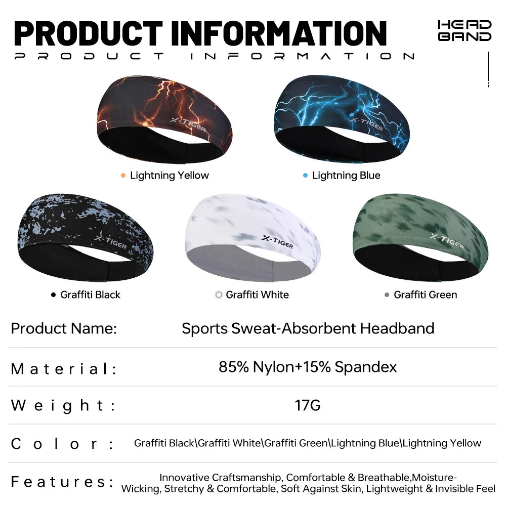 X-TIGER Sports Sweatband Headband – Cycling, Running & Gym