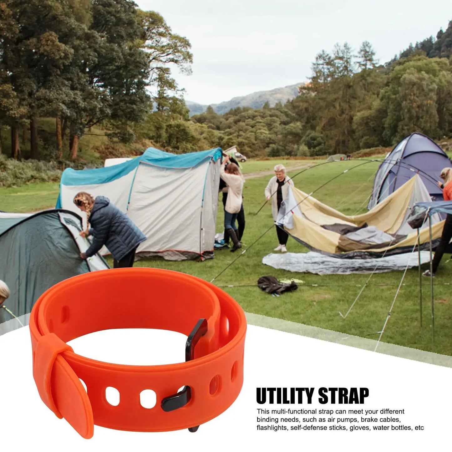 Rubber Utility Strap with Buckle | Cargo Tie-Down Camping Strap Cargo Tie-Down Strap Peaceful Pleasures Health and Wellness