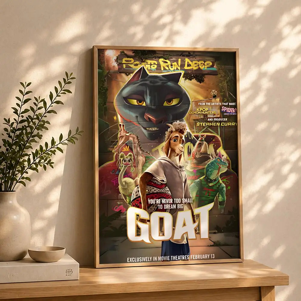Movie-Goat Poster HD Self Adhesive Waterproof Wall Art Ideal for Home Office Dorm Bedroom Great Gift Peaceful Pleasures Health and Wellness White7 40X50cmNoframe