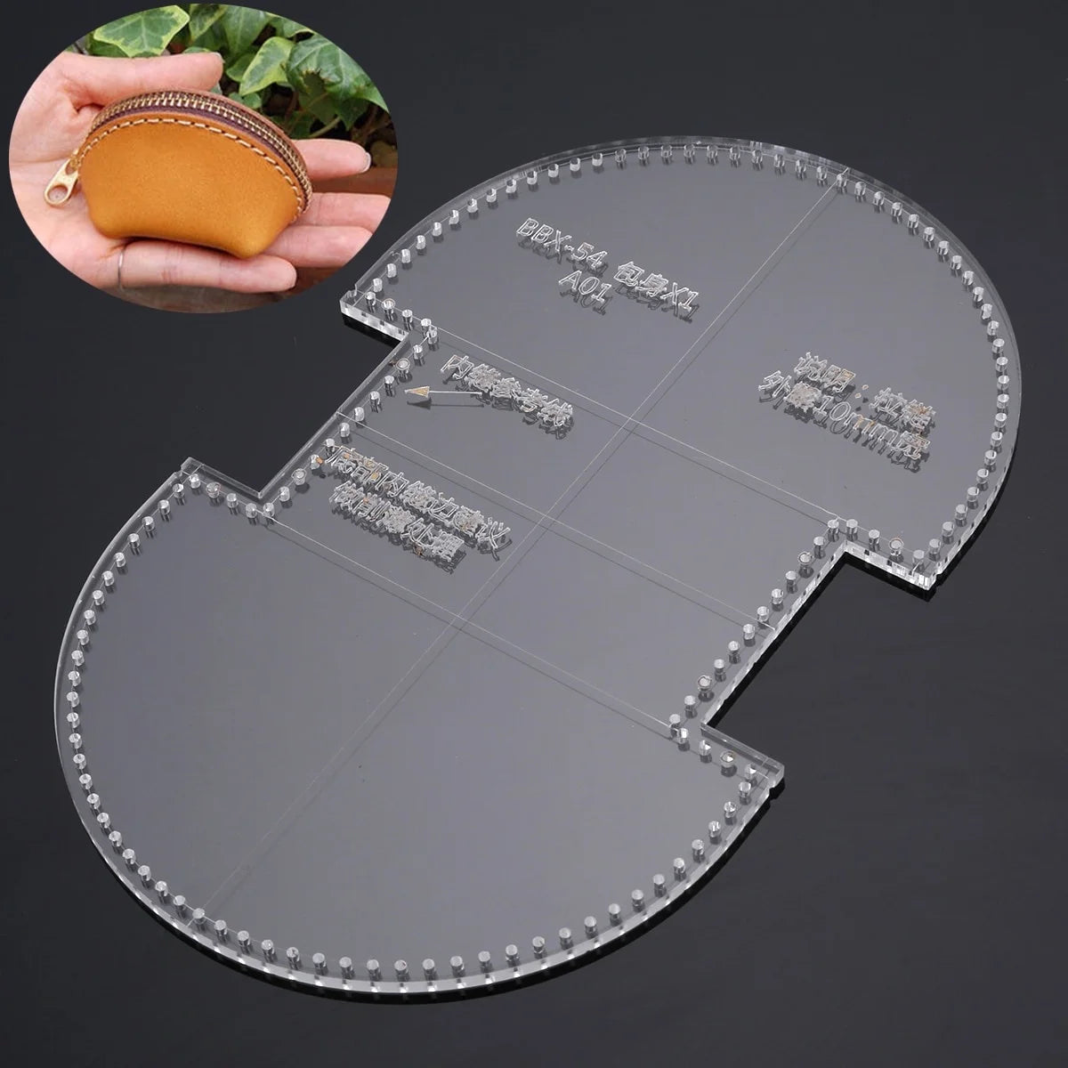 1pc Coin Purse Type Small Bag Pattern Stencil Tool DIY Acrylic Template Leather Wallet Craft for Homemade Leather Handcrafts Peaceful Pleasures Health and Wellness Default Title