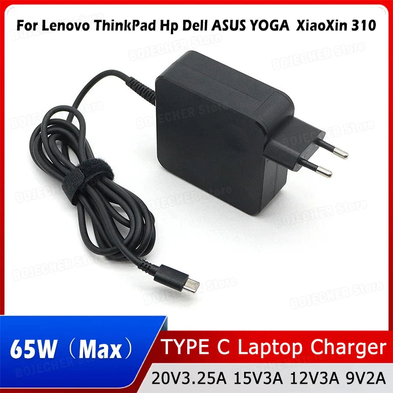 65W USB-C Laptop Charger 20V 3.25A – Lenovo HP Dell ASUS