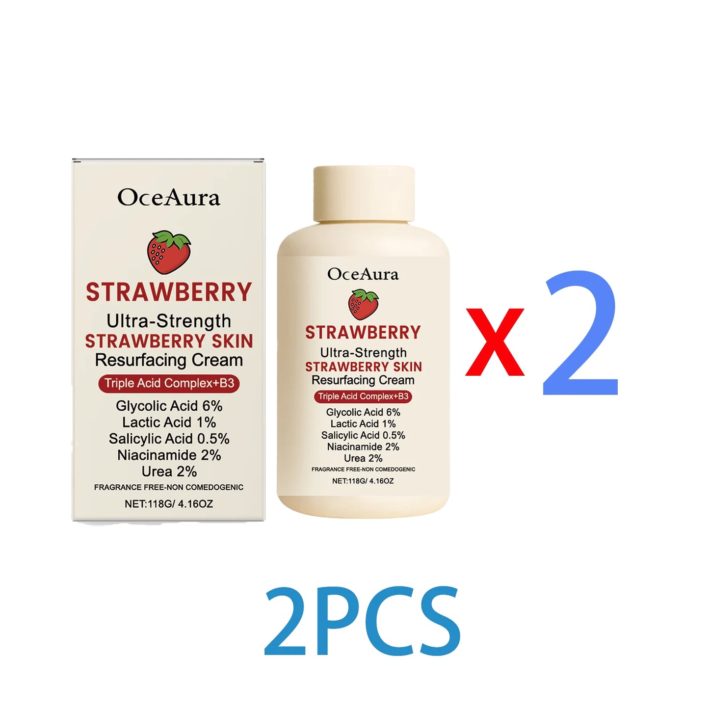 OceAura Strawberry Body Cream – Niacinamide & Salicylic Acid