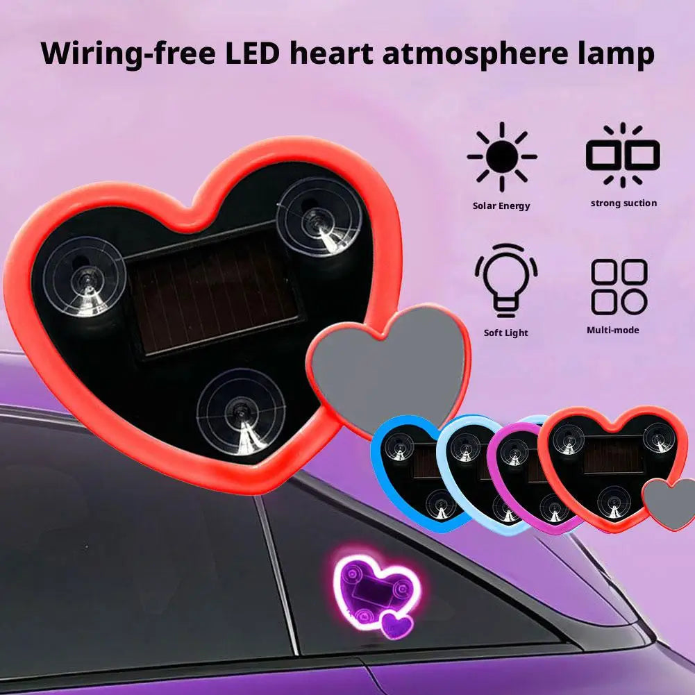 Solar Heart Neon LED Car Interior Light – 5 Modes | Dashboard