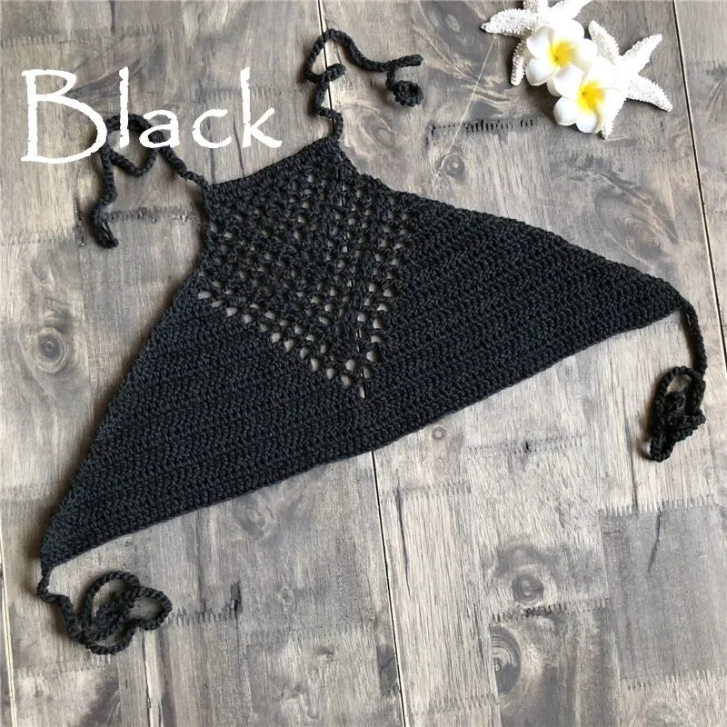 Handmade Crochet Wrap Neck Bikini Top | Beach Swimwear
