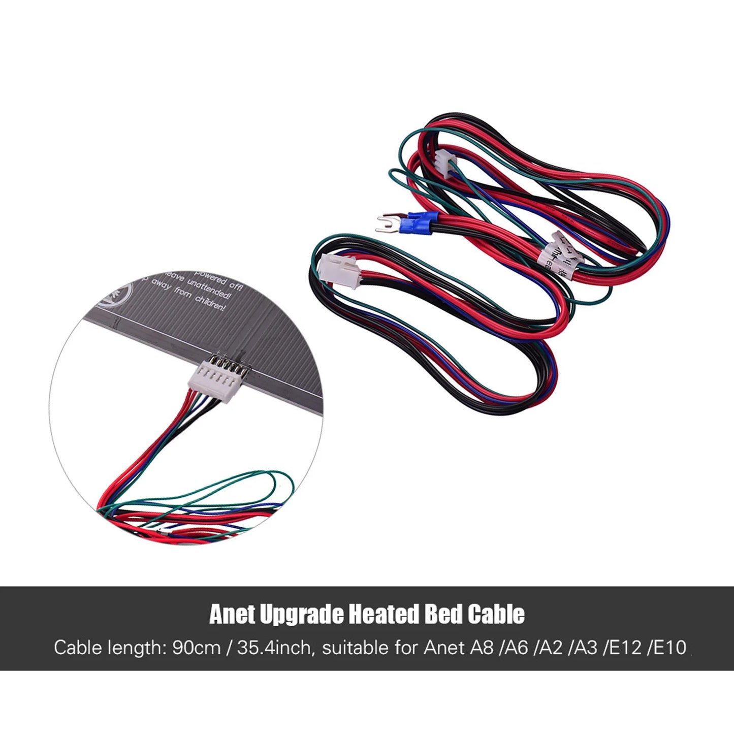 Anet 18AWG Heated Bed Cable 35.4" | A8 A6 A2 A3 E12 E10