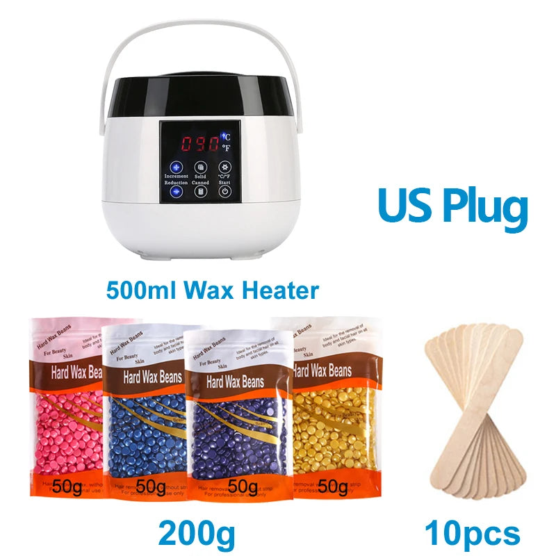 500ml Electric Wax Heater Kit – LCD Display & 200g Wax Beans
