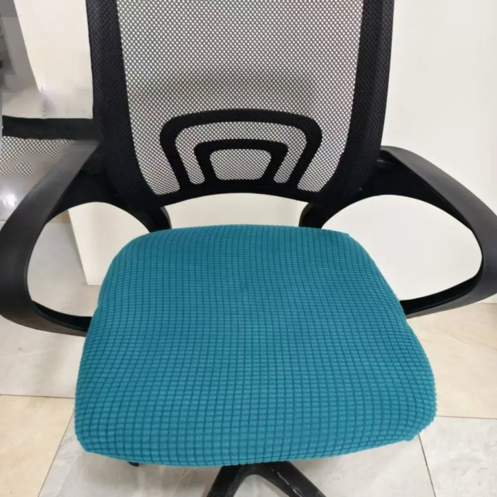 New Velvet Office Chair Seat Covers Thickened Washable Chair Dustproof Cover Removable Solid Color Chair Cover Peaceful Pleasures Health and Wellness Lake Blue