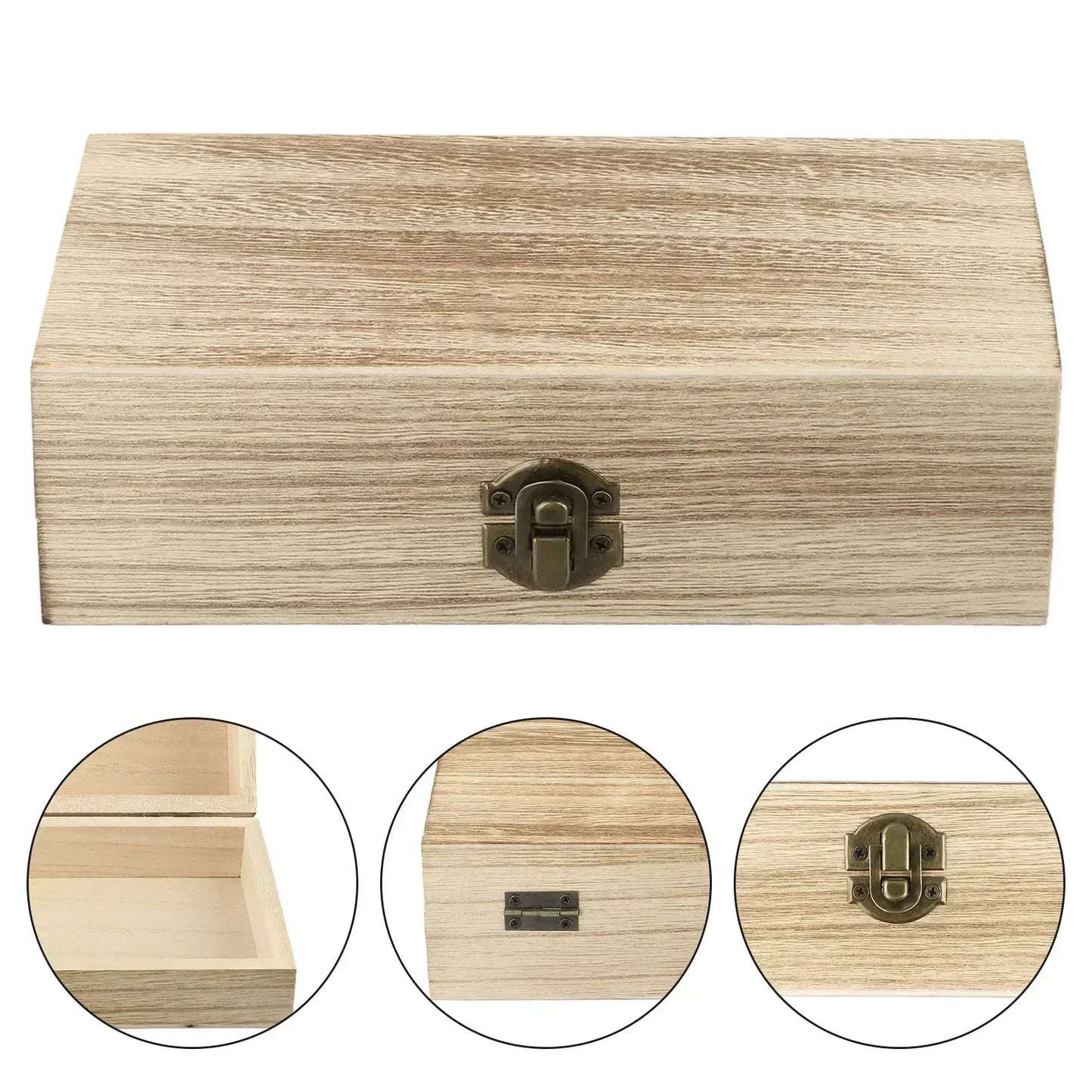 Retro Wooden Jewelry Box with Lock | Vintage Desktop Organizer