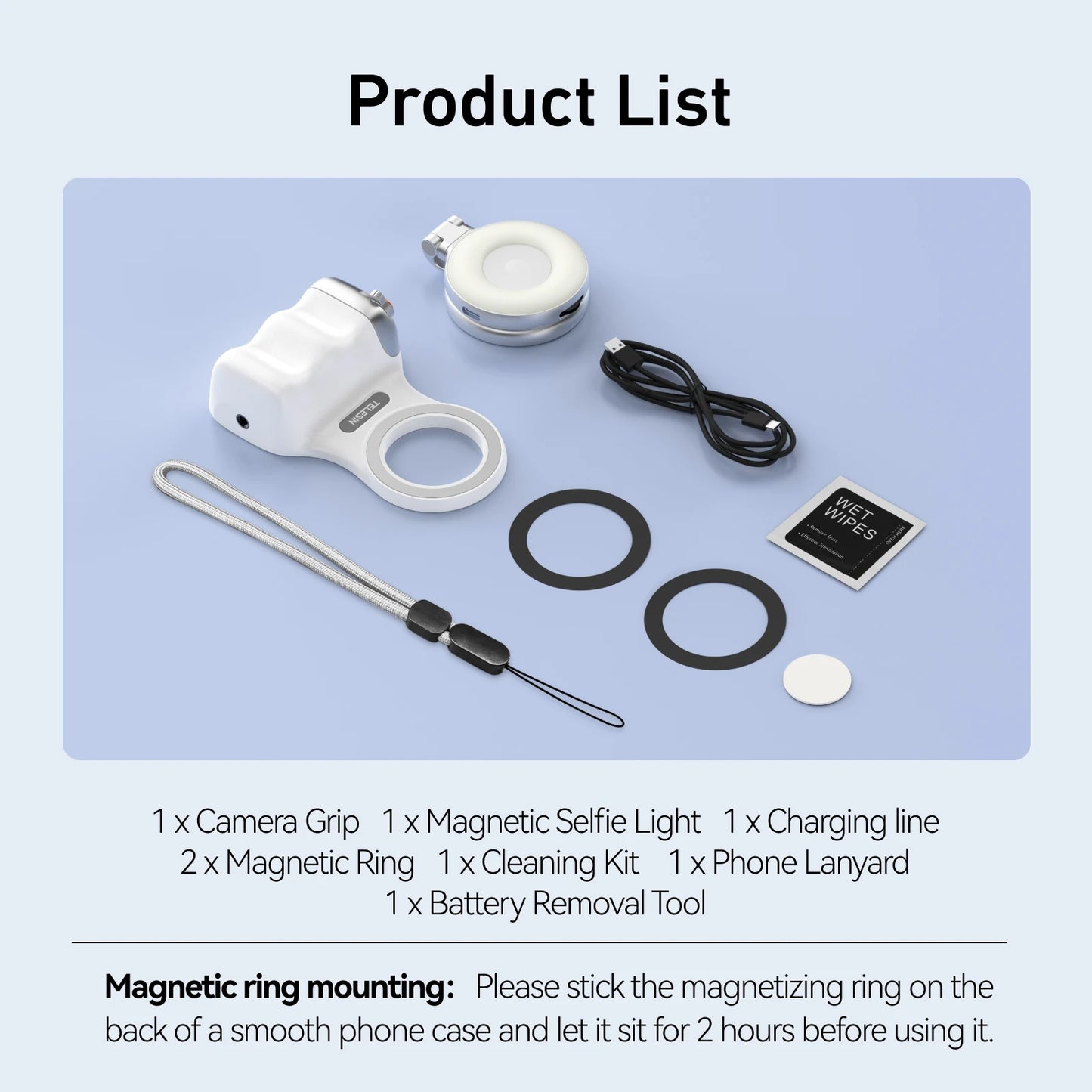 TELESIN Magnetic Phone Camera Grip with Bluetooth Remote & Fill Light Peaceful Pleasures Health and Wellness Hand Grip Fill light