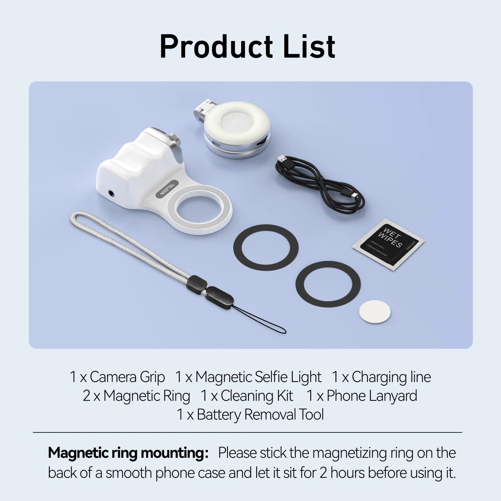 TELESIN Magnetic Phone Camera Grip with Bluetooth Remote & Fill Light Peaceful Pleasures Health and Wellness Hand Grip Fill light