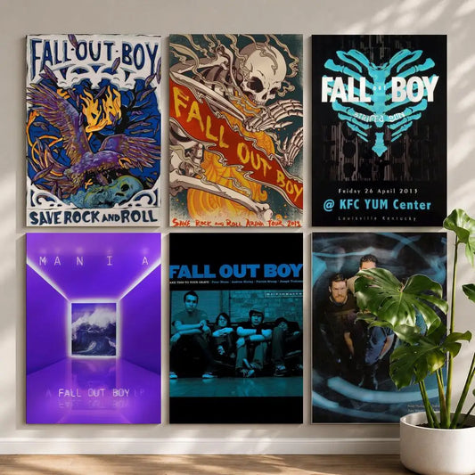 Band F-Fall Out BoyS Poster HD Self Adhesive Waterproof Wall Art Ideal for Home Office Dorm Bedroom Great Gift Peaceful Pleasures Health and Wellness