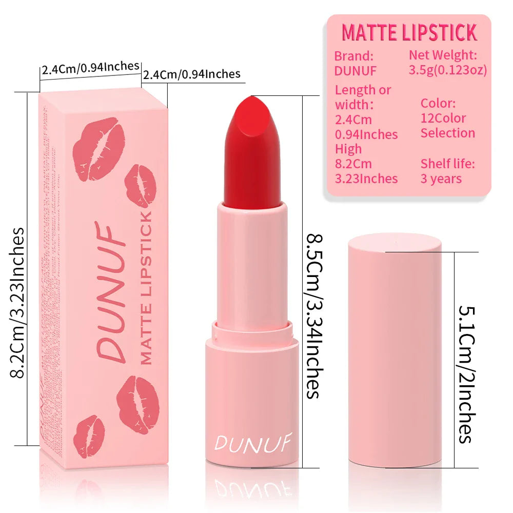 DUNUF Matte Lipstick – 24Hr Waterproof Non-Stick Lip Color