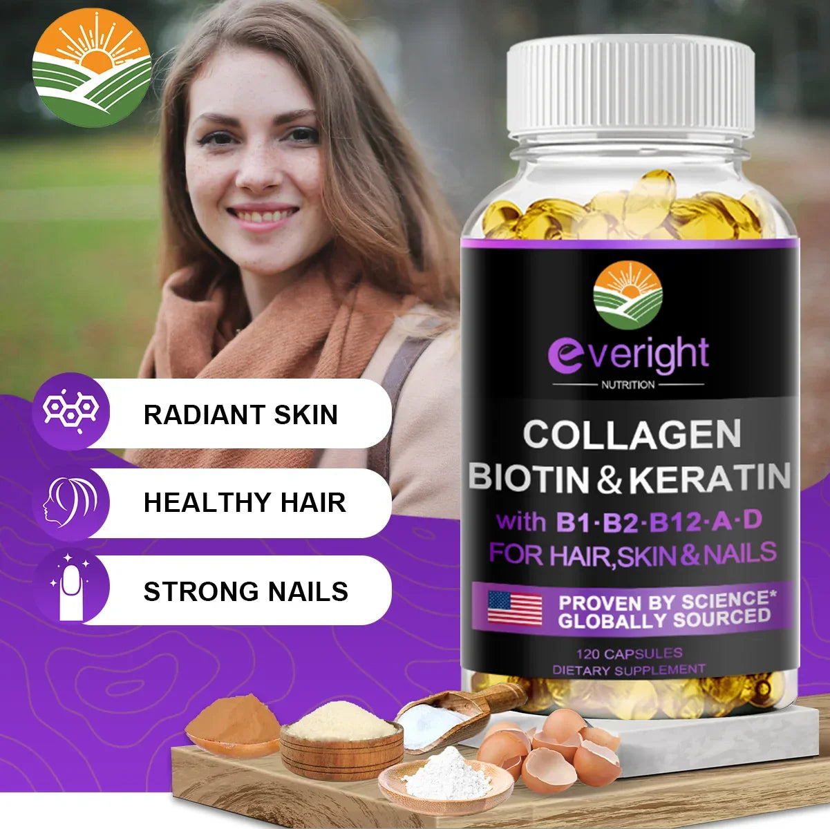 Biotin Collagen Keratin Hair Growth Supplement – Skin & Nails