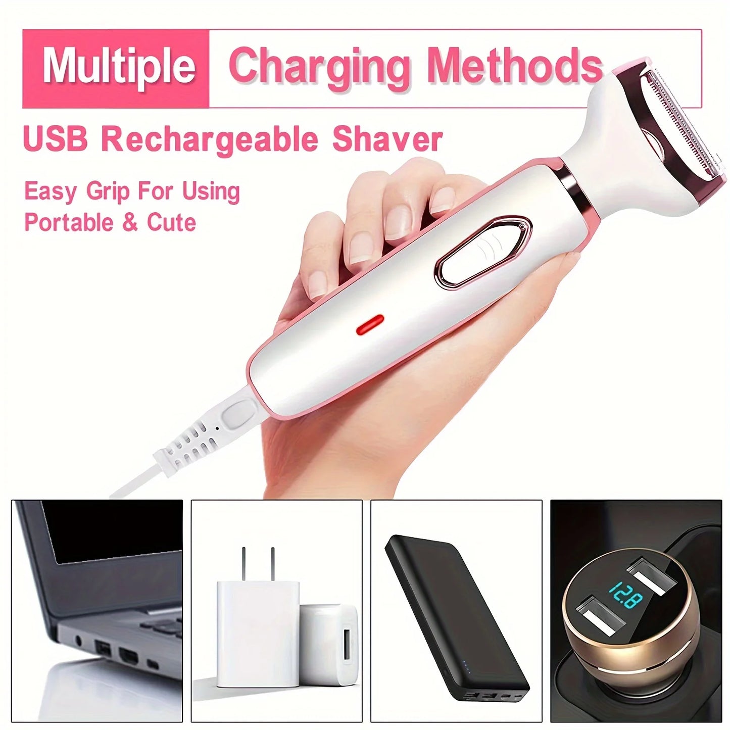 4 in 1 Electric Razor for Women Shaver Lady Shaver Body Hair Trimmer for Armpit Bikini Arm Leg Face Mustache Portable Painless Peaceful Pleasures Health and Wellness