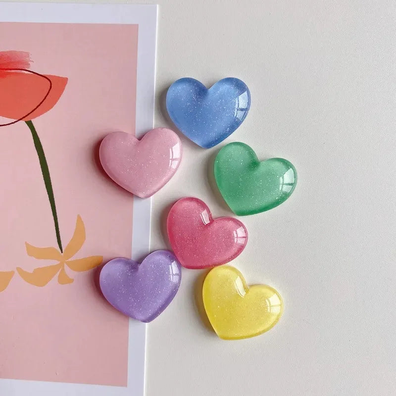 6-Pack Glitter Heart Fridge Magnets | Colorful Home Decor