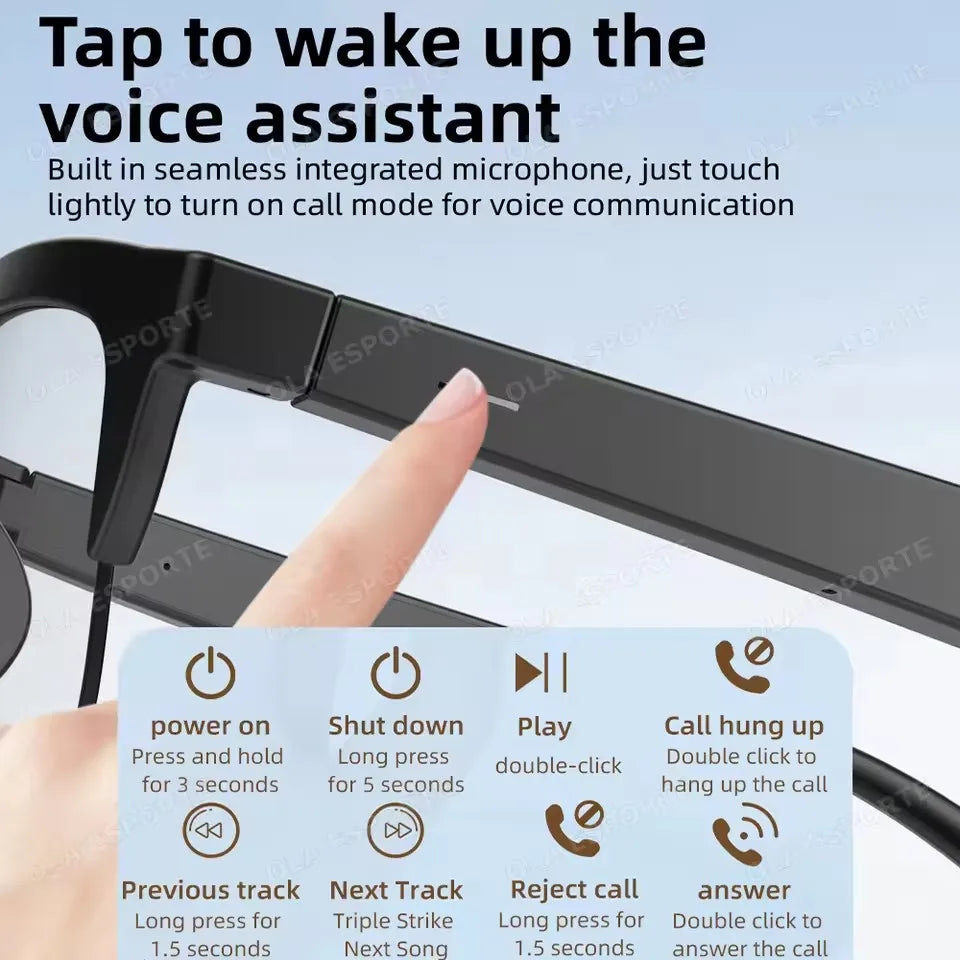 F02 Photosensitive Color Change Smart Glasses Bluetooth Voice Calls Control Music UV Polarized Sunglasses Headphone Smartglasses Peaceful Pleasures Health and Wellness