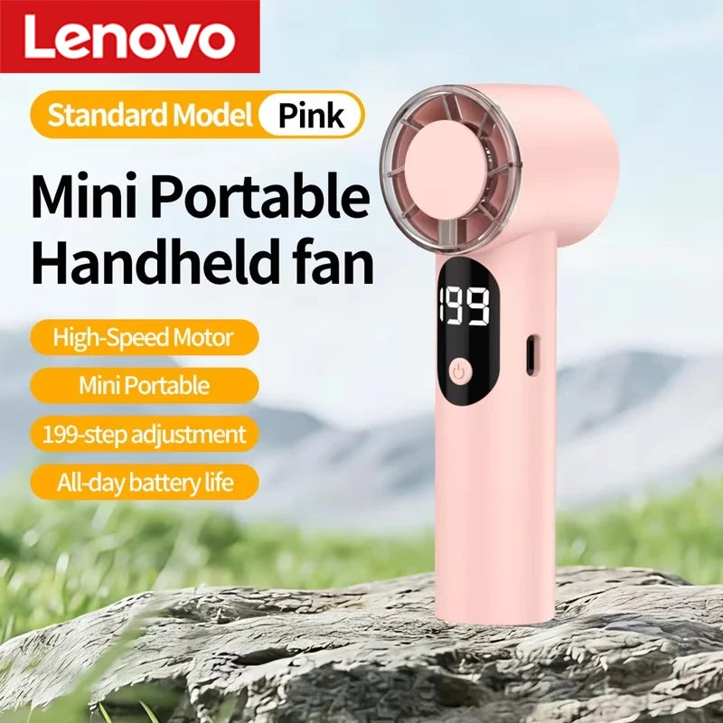 Lenovo Portable Mini Handheld Cooling Fan USB Rechargeable Pocket Desktop High Speed Small Fan for Outdoor Office Travel Peaceful Pleasures Health and Wellness