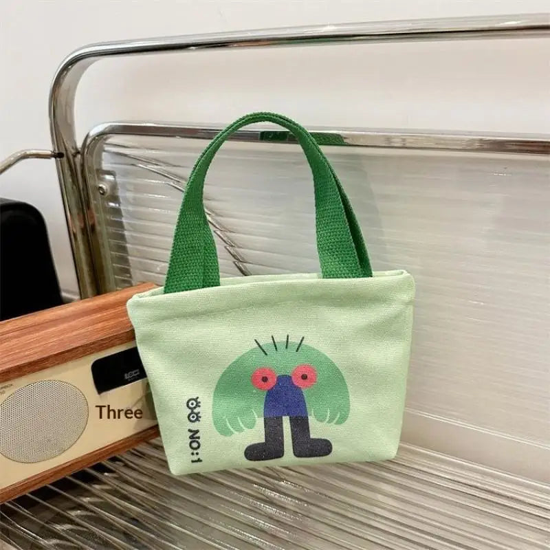 Korean Style Mini Canvas Handbag – Cute Cartoon Tote Bag