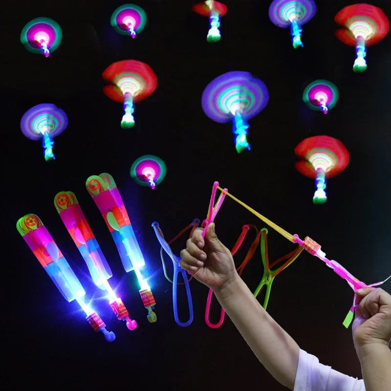 LED Arrow Rocket Helicopter Toy – Rubber Band Launcher