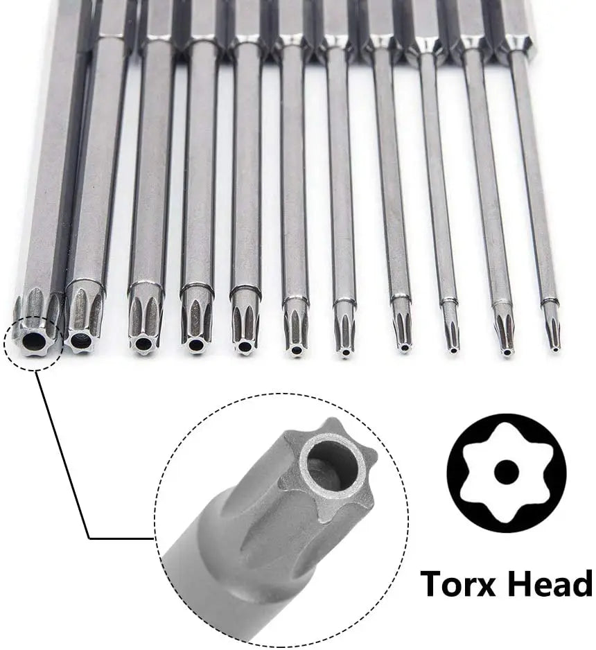 11-Piece S2 Torx Bit Set T6–T40 | Magnetic 75mm & 100mm Peaceful Pleasures Health and Wellness