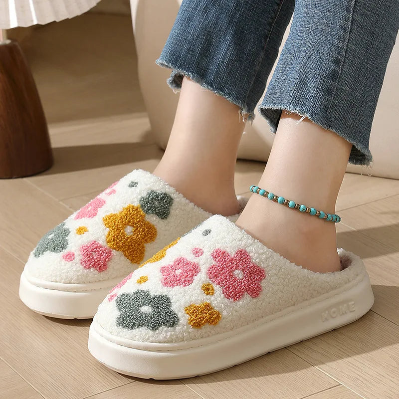 Women's Plush Fur Slippers | Non-Slip Warm Indoor House Shoes