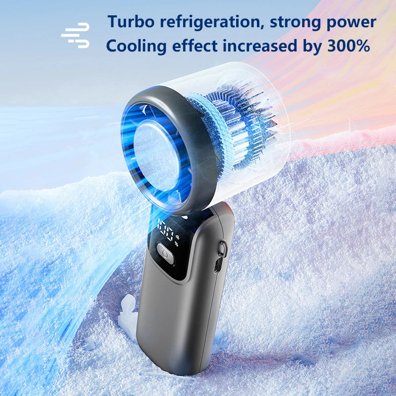 Lenovo Refrigeration Handheld Electric Fan High-speed Violent Turbo Fan Folding Neck Hanging Ice Pack Small Fan Office Outdoor Peaceful Pleasures Health and Wellness