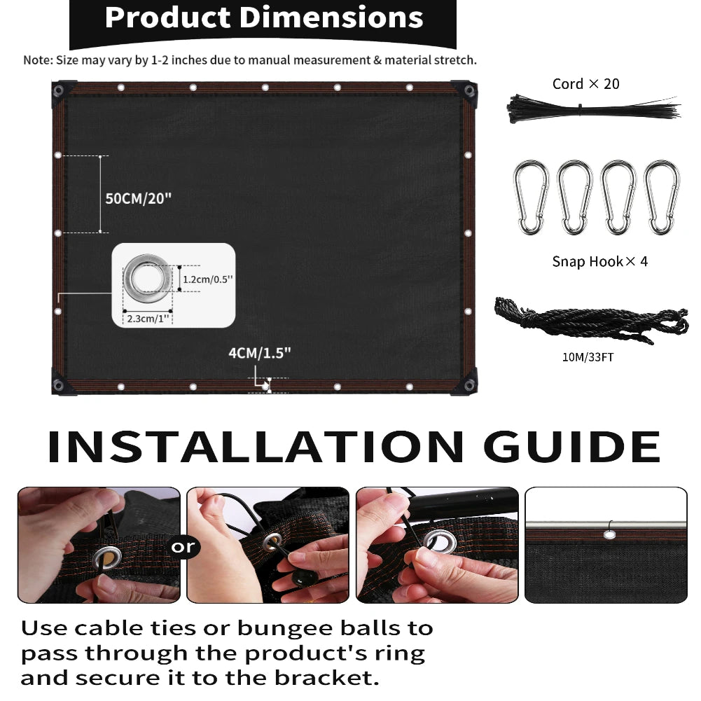 Outdoor Sun Shade Net with Grommets | Garden, Patio & Pool