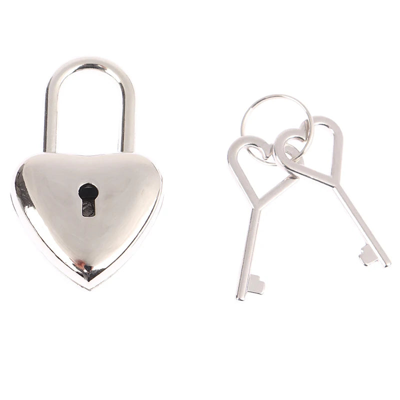 1Set Sliver Heart Shape Padlock Mini Luggage Hardware Locks With Key Lock For Travel Wedding Jewelry Box Diary Book Suitcase Peaceful Pleasures Health and Wellness