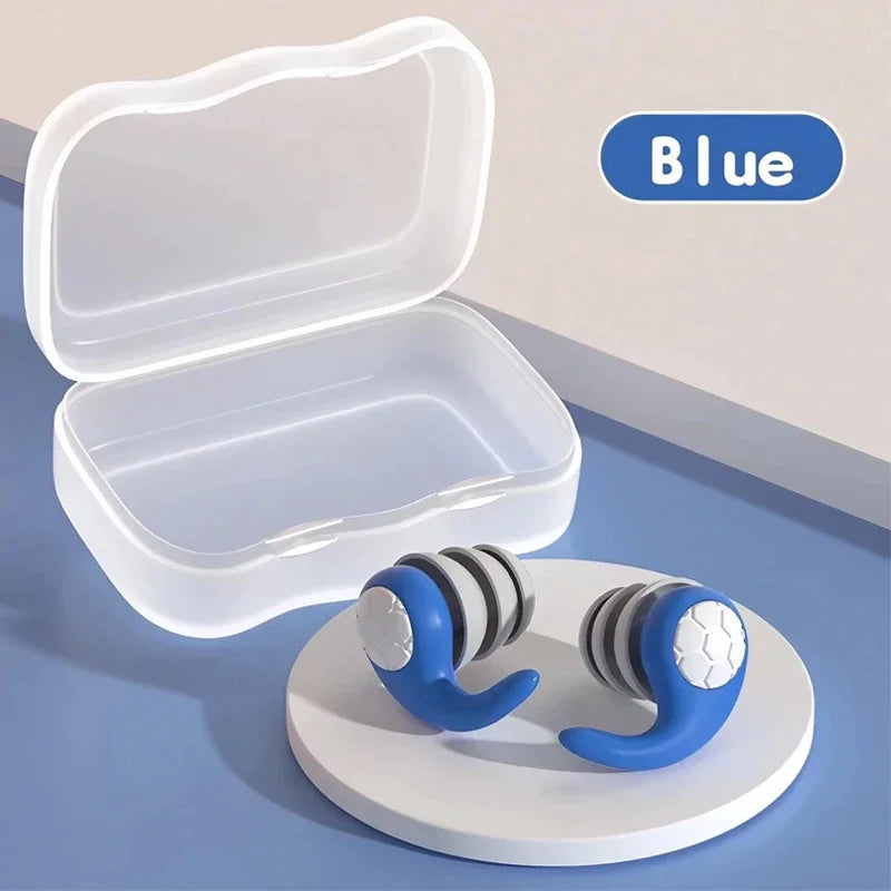 1 Pair Soft Silicone Earplugs - Noise Canceling, Waterproof, Comfortable Fit, for Sleep, Swimming, Creating a Silent Environment Peaceful Pleasures Health and Wellness Blue