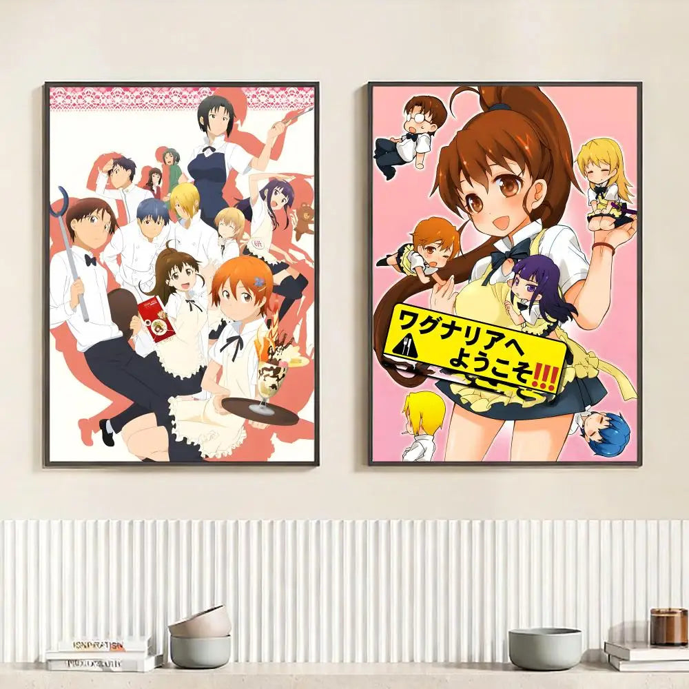 Anime W-Working!! Poster HD Self Adhesive Waterproof Wall Art Ideal for Home Office Dorm Bedroom Great Gift Peaceful Pleasures Health and Wellness