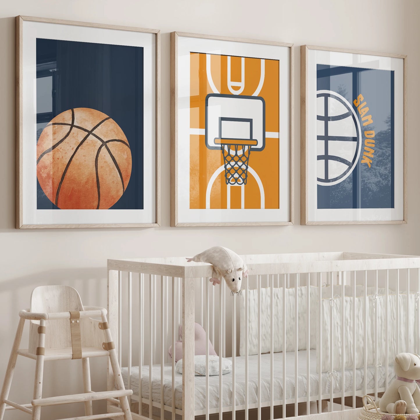 Cartoon Basketball Court Canvas Wall Art | Kids Room Decor