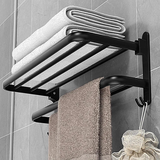 Black Aluminum No-Drill Towel Rack | Bathroom Towel Bar Bathroom Towel Bar Peaceful Pleasures Health and Wellness