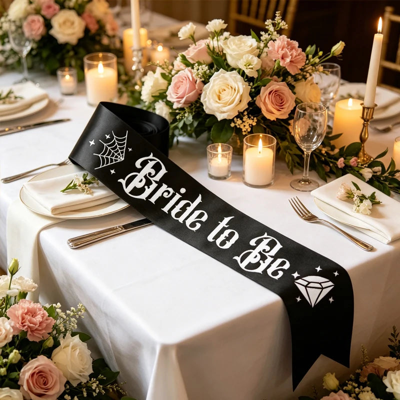 Gothic Bride To Be Black Sash | Halloween Bachelorette Party