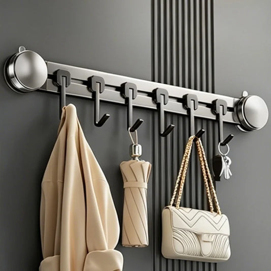 No-Drill Suction Cup Hooks | 6-Hook Kitchen & Wardrobe Rack Suction Cup Hook Rack Peaceful Pleasures Health and Wellness
