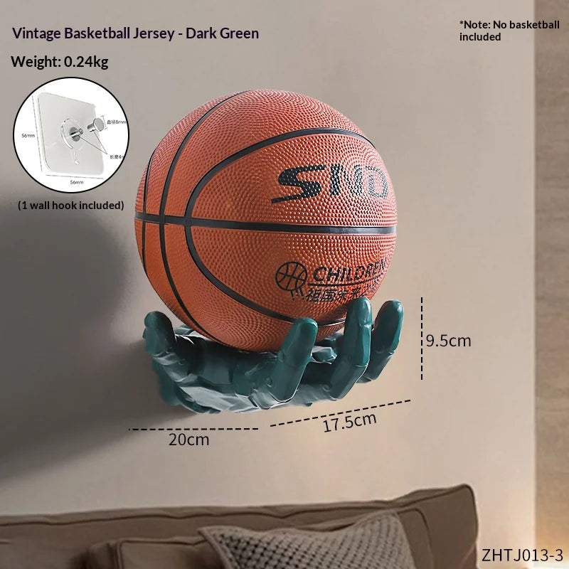 Hot Robotic Arm Basketball Rack Wall Mounted Basketball and Football Storage Rack Home Living Room Decoration Ornaments Peaceful Pleasures Health and Wellness Green