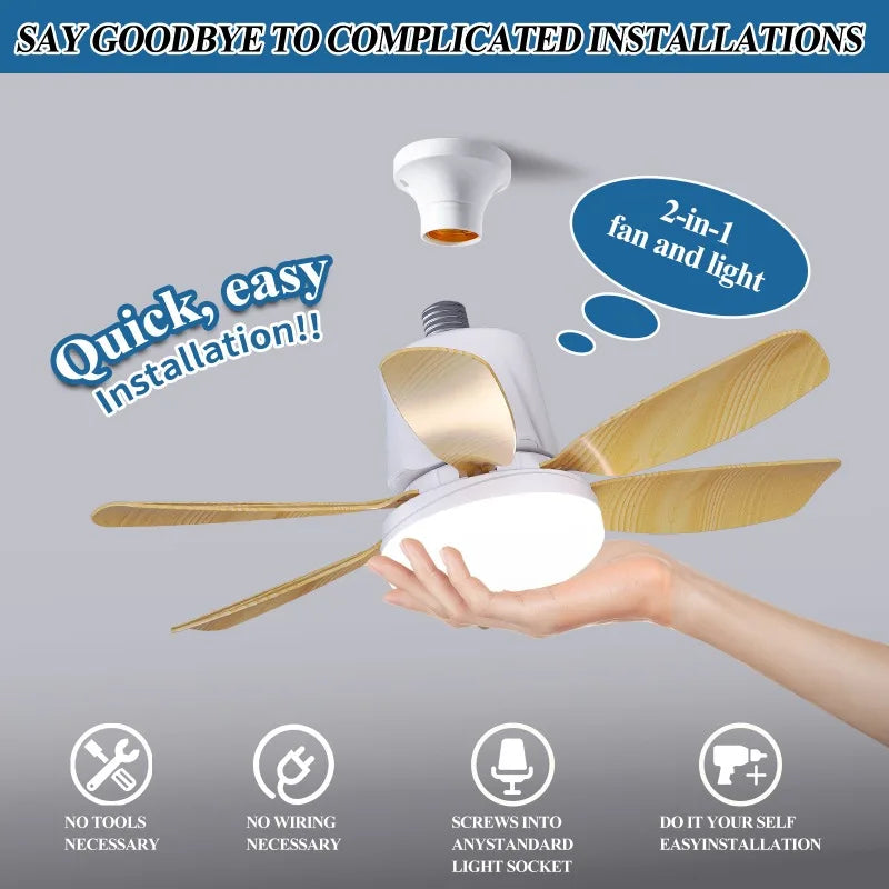 Wood Grain LED Ceiling Fan Light with Remote – RTONTR Modern
