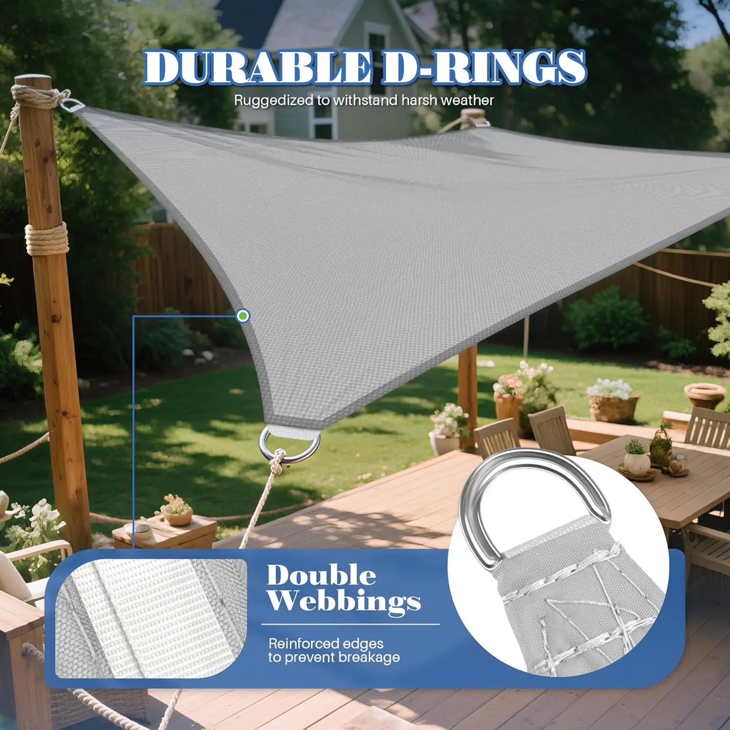 Rectangle Sun Shade Sail 98% UV Block Waterproof Outdoor Canopy