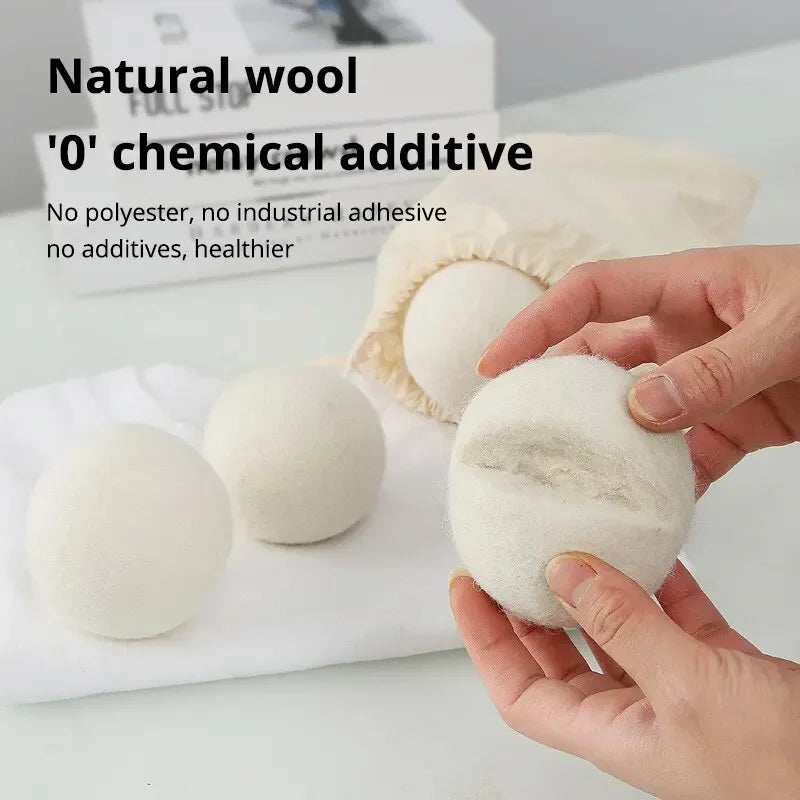 Natural Wool Dryer Balls – Reusable Laundry Fabric Softener