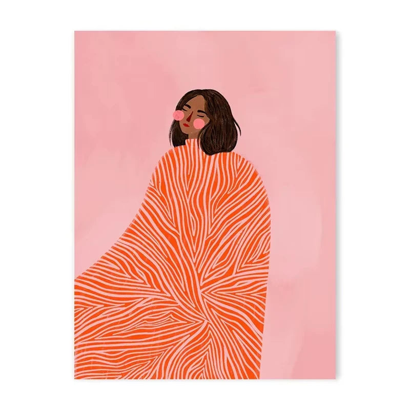 Fashion Retro Long Hair Girl Art Poster Abstract Avant-garde Girls Dorm Room Canvas Painting Bedroom Decorative Wall Art Peaceful Pleasures Health and Wellness CJ54169 55x75cm