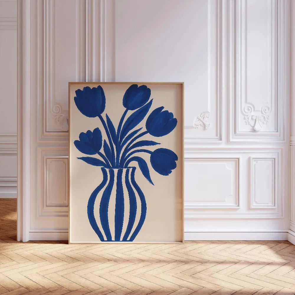Retro Beige Floral Canvas Wall Art | Unframed Plant Print