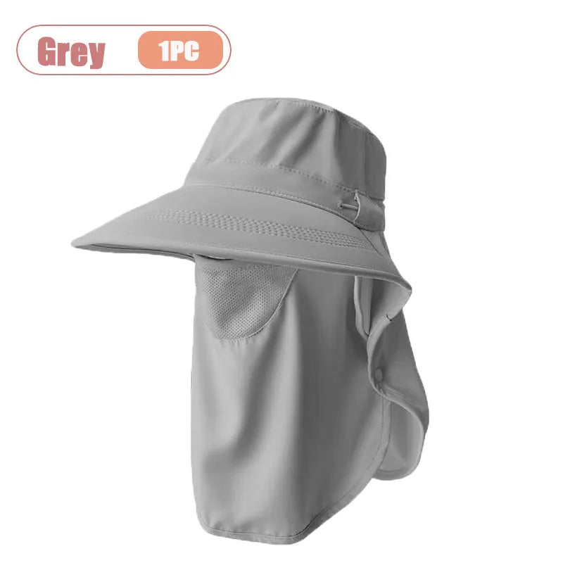 Women's Wide Brim Sun Hat – UV Face Cover & Neck Flap