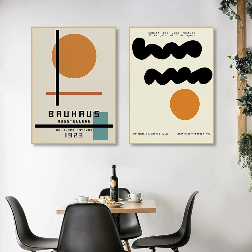 Modern Abstraction Wall Art Poster Prints Bauhaus Geometric Buildings Canvas Painting Picture for Bathroom Room Home Decor Peaceful Pleasures Health and Wellness