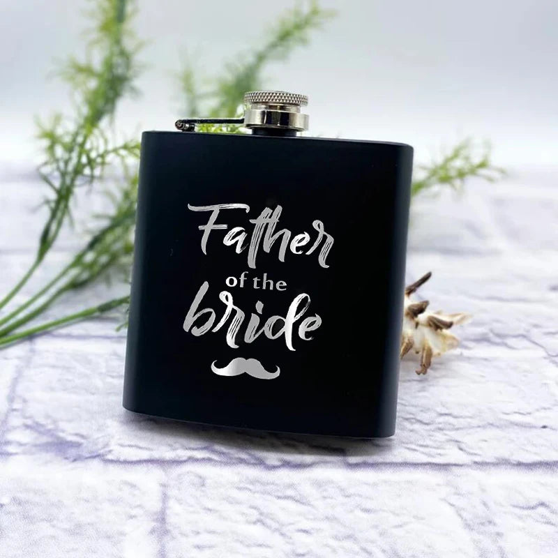 Wedding Party Metal Flask | Groom, Best Man & Groomsman Gift Wedding Party Flask Peaceful Pleasures Health and Wellness father of the bride
