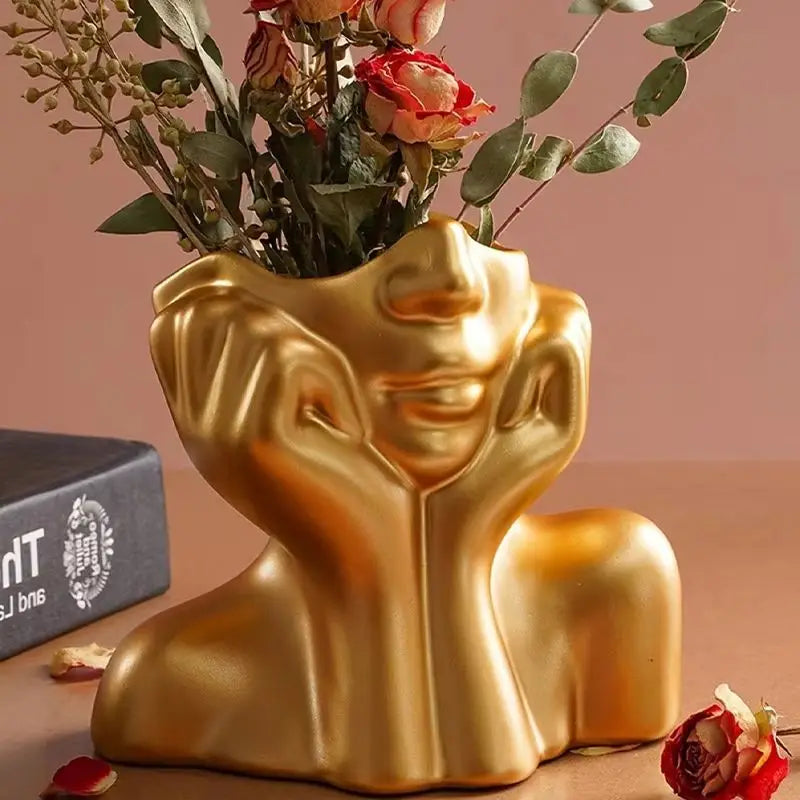 2026 Resin Vase Gold White Black Human Body Shaping Art Flower Planter Personalized And Creative Decoration Handicrafts Ornament Peaceful Pleasures Health and Wellness