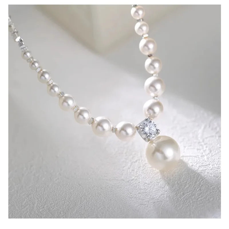 Broken Silver Pearl Necklace for Women Niche Design Collarbone Chain Peaceful Pleasures Health and Wellness