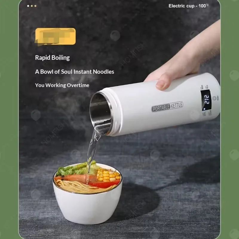 450ML Electric Kettles Portable Tea Coffee Kettle Travel Boil Water Thermal Cup Anti-Scald Water Bottle English Menu Peaceful Pleasures Health and Wellness