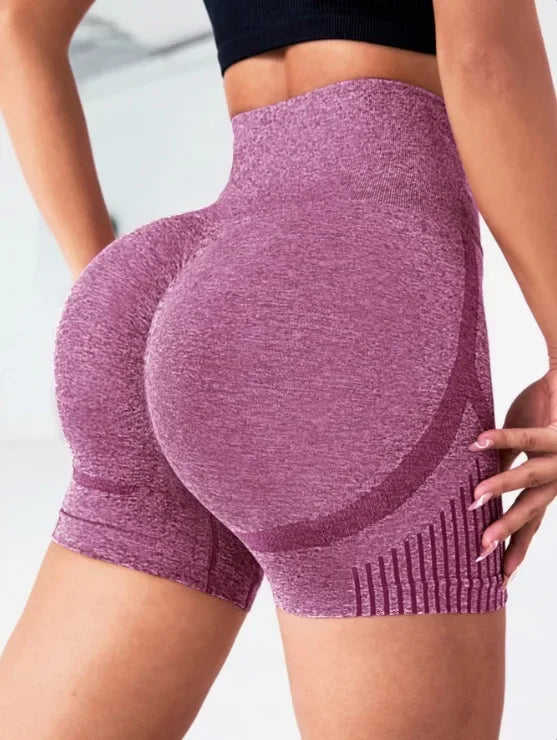 Yoga Underpants Seamless High-Elasticity High-Waist Quick-Drying Casual Sports Yoga Shorts Women's Peaceful Pleasures Health and Wellness Purple L XL